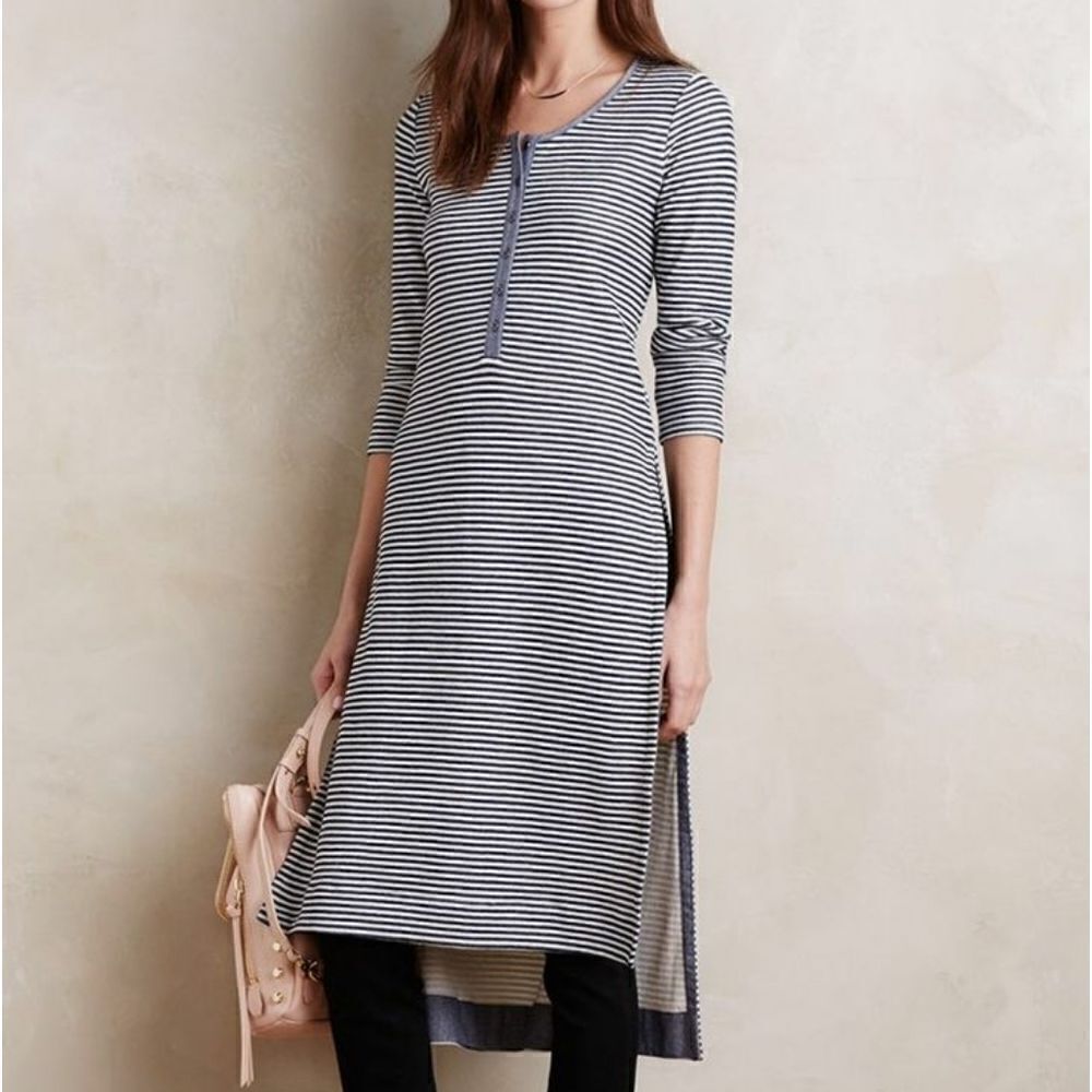 Anthropologie Long Sleeve Striped Tunic Sweater